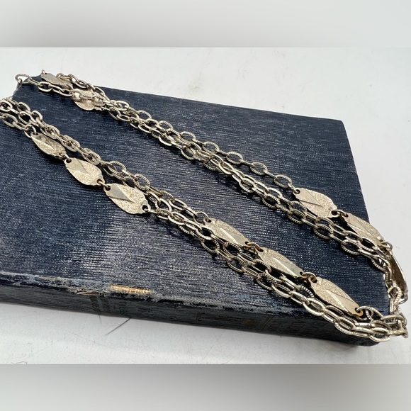 Vintage silver tone embellished wrap necklace 52” - Picture 7 of 8